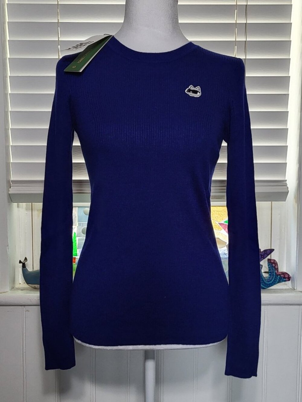 ✨Karl Lagerfeld Paris Royal Blue Ribbed Knit Crewneck Sweater✨